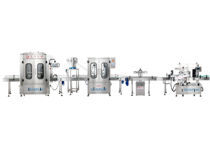 全自动灌装旋盖铝箔封口贴标化工生产线